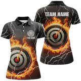 Maxcorners Personalized Flaming Archery 3D Target Thunder Lightning Men Polo Shirts, Custom Archery Jersey