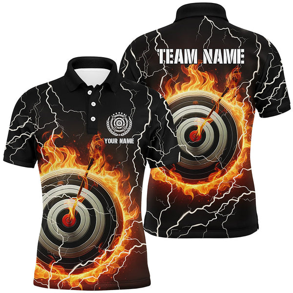 Maxcorners Personalized Flaming Archery 3D Target Thunder Lightning Men Polo Shirts, Custom Archery Jersey