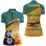 Maxcorners Funny Billiard Pool And Beer That'S Why I'M Here Custom 3D For Women Polo Shirts, Funny Pool Shirt