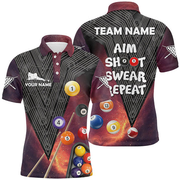 Maxcorners Aim Shoot Swear Repeat Billiard Personalized Name Unisex Shirt