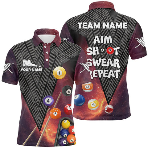 Maxcorners Aim Shoot Swear Repeat Billiard Personalized Name Unisex Shirt