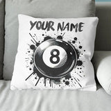 Personalized 8 Ball Pool White Pillow Custom Billiard Throw Pillows