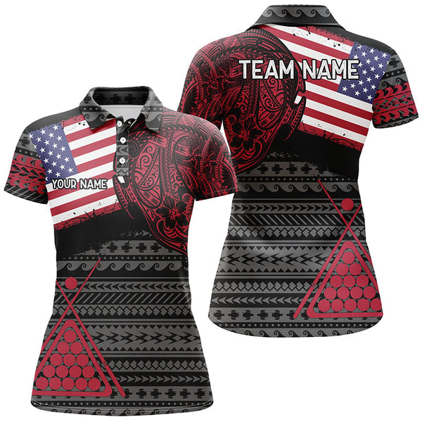 Maxcorners Tribal Pattern American Flag Billiard Jersey Customized Name, Team Name 3D Shirt