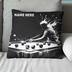 Funny Billiard Player Custom Black Pillows, Billiards Decorative Pillows