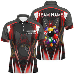 MaxCorners Red 8 Ball Pool Fire Customized Name 3D And Team Name Billiards Polo Shirt For Men