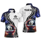 Maxcorners 3D 8 Ball Pool Lightning US Flag Personalized Billiard Shirts For Men, Patriotic Shirts For Pooler LM054