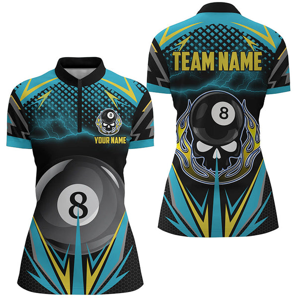 Maxcorners Personalized 8 Ball Billiard Jersey 3D Polo Shirts Custom Team Name Billiard Jerseys For Men And Women