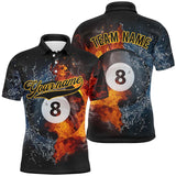 Maxcorners Water And Fire Personalized Name All Over Print Polo Shirts For Men Custom Gifts For Billiard Team LM0607