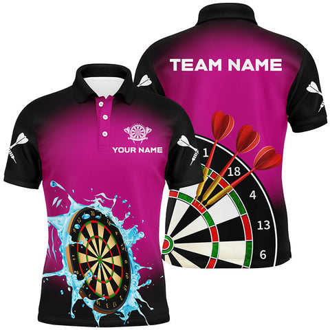 Personalized Dartboard In Splashing Water Pink Men Dart Polo Shirts