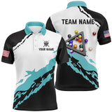 Maxcorners Billiard Jerseys For Men Custom Polo & Quarter-Zip Billiard Shirts, Team Pooler Short Sleeve |Blue