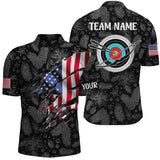 Maxcorners Personalized Christmas Usa Flag Archery Men Polo Shirts Custom Merry Christmas Shirts For Archer