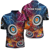 Maxcorners Archery Target In Water Fire Personalized Name Men Polo Shirts Custom Archery Gifts For Archer