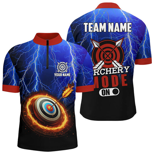 Maxcorners Personalized Thunder Lighting Target Archery 3D Polo Shirts For Men, Custom Archery Team Jerseys