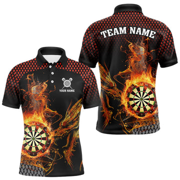 Maxxcorners Personalized Dartboard Flame Smoke Custom Dragon Darts Shirt For Men, Darts Team Jersey | Orange LM1904