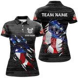 Maxcorners Darts Black Grunge American Flag Customized Name, Team Name 3D Polo Shirt