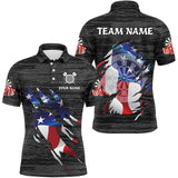 Maxcorners Darts Black Grunge American Flag Customized Name, Team Name 3D Polo Shirt