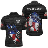 Maxcorners Darts Black Grunge American Flag Customized Name, Team Name 3D Polo Shirt