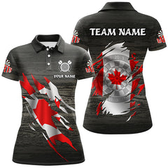 Maxcorners Darts Grey Grunge Canadian Flag Customized Name, Team Name 3D Polo Shirt