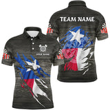 Maxcorners Darts Grey Grunge Texas Flag Customized Name, Team Name 3D Polo Shirt