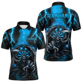 Maxcorners Personalized Blue Grim Reaper Thunder Lightning Darts Shirt For Men, 3D Darts Team Jerseys  LM0803