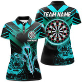 Maxcorners Turquoise Arrow Fire Tiger Darts Jersey Customized Name, Team Name 3D Shirt