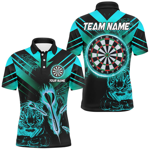 Maxcorners Turquoise Arrow Fire Tiger Darts Jersey Customized Name, Team Name 3D Shirt