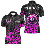 Maxcorners Purple 8 Ball Pool Wings Swirl Pattern Custom Billiard Shirts For Men Unique Billiard Jerseys