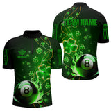 Maxcorners Green 8 Ball Pool Fire Luckiest Shamrock Billiard Shirt Custom St Patrick Day Billiard Jerseys