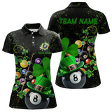 Maxcorners Black Grunge Billiard Balls Luckiest Shamrock Pool Shirts Custom St Patrick Day Billiard Jersey