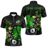 Maxcorners Black Grunge Billiard Balls Luckiest Shamrock Pool Shirts Custom St Patrick Day Billiard Jersey