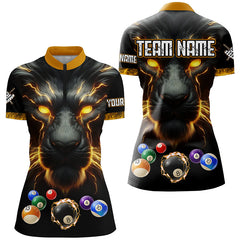 Maxcorners Personalized Lion Billiard Shirts For Men Custom 3D Printed Billiard Balls Team Jerseys Uniform