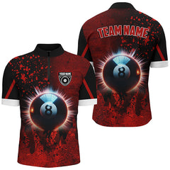 Maxcorners Personalized Glowing 8 Ball Pool Billiard Shirts For Men Custom Grunge Red Billiard Pool Jerseys