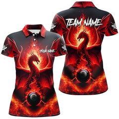 Maxcorners Personalized Red Dragon 8 Ball Pool Fire Flame Men Billiard Shirts Team League Billiard Jerseys LM0706