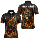 Maxcorners Personalized 8 & 9 Ball Tiger Fire Billiard Shirt For Men Custom Pool Team Jersey Polo & 1/4 Zip TU0408
