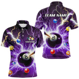 Maxcorners Thunder Lightning Strike 8 Ball Men Billiard Shirts Custom Purple Billiard League Pool Team Jersey TU0408