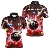 Maxcorners Thunder Lightning Strike 8 Ball Men Billiard Shirts Custom Red Billiard League Pool Team Jersey TU0408