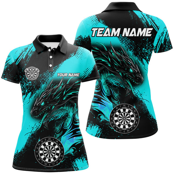 Maxcorners Turquoise Grunge Custom Dragon Darts Jersey Customized Name, Team Name 3D Shirt