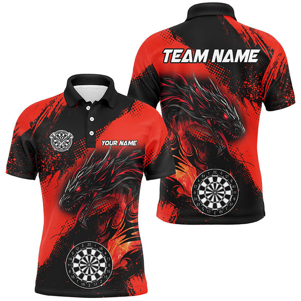 Maxcorners Red Grunge Custom Dragon Darts Jersey Customized Name, Team Name 3D Shirt