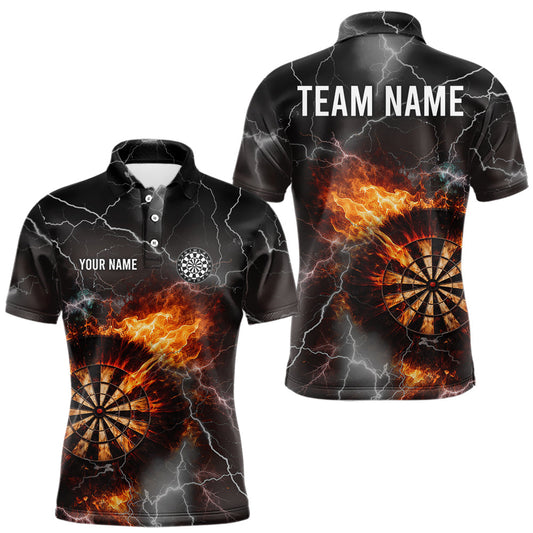 Maxcorners Custom Lightning Flame Darts Shirt With Pocket Option For Men, Darts Jersey