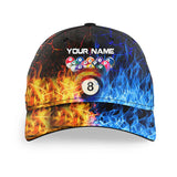 Maxcorners Billiard 8 Ball Water Fire Personalized Name 3D Cap