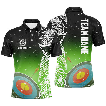 Maxcorners Personalized Red Thunder Archery Mode On Men Polo Shirts, Custom Archery Jerseys Team Shirts