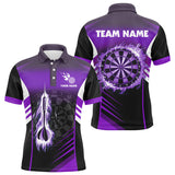 MaxCorners Darts Purple Fire Arrow Customized Name, Team Name 3D Polo Shirt For Men