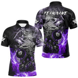 Maxcorners Personalized Purple 8 Ball Pool Wolf And Skull Billiard Shirt For Men, Smoke Billiard Team Jerseys LM1506
