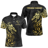 Maxcorners Personalized Black And Gold Tribal Dragon Billiard Shirt For Men Custom 8 Ball Pool Team Jerseys LM1506