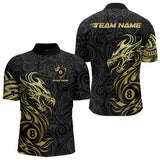 Maxcorners Personalized Black And Gold Tribal Dragon Billiard Shirt For Men Custom 8 Ball Pool Team Jerseys LM1506