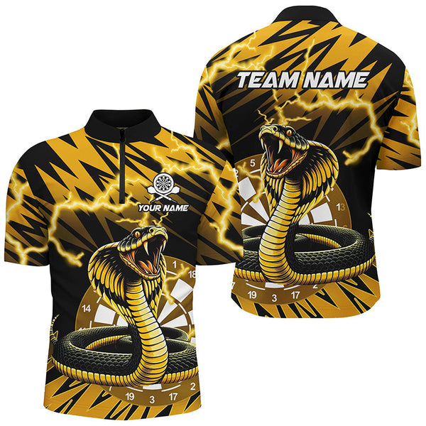 Maxcorners Darts Yellow Black Snakes Thunder Lightning Customized Name, Team Name 3D Polo Shirt