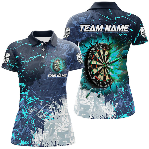 Maxcorners Darts Grunge Break Dartboard  Customized Name, Team Name 3D Polo Shirt