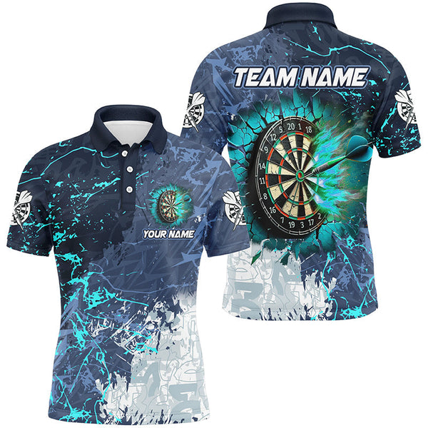 Maxcorners Darts Grunge Break Dartboard  Customized Name, Team Name 3D Polo Shirt