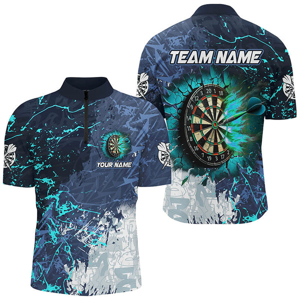 Maxcorners Darts Grunge Break Dartboard  Customized Name, Team Name 3D Polo Shirt