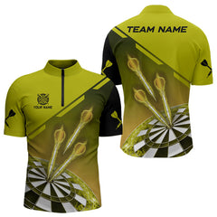 Maxcorners Personalized Yellow Dart Jerseys Polo & Quarter Zip Shirt For Men Custom Dart Shirts Team Uniform MT0609